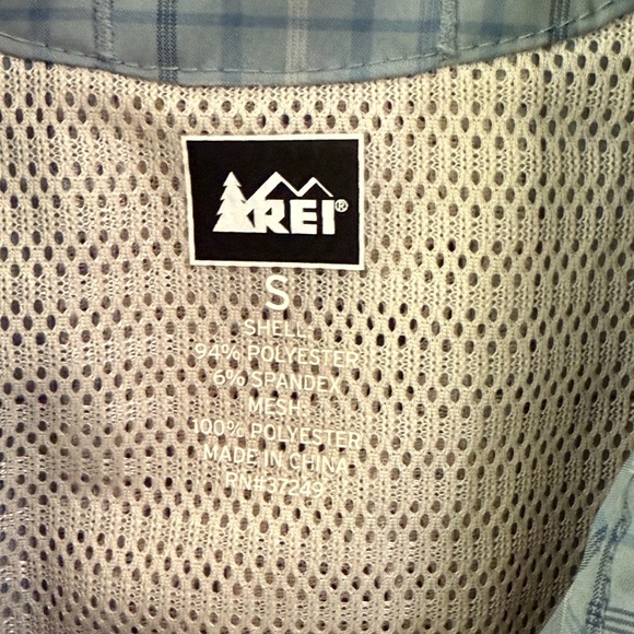REI Blue Plaid Long Sleeve Vented Hiking Shirt Men’s Small - Picture 3 of 5